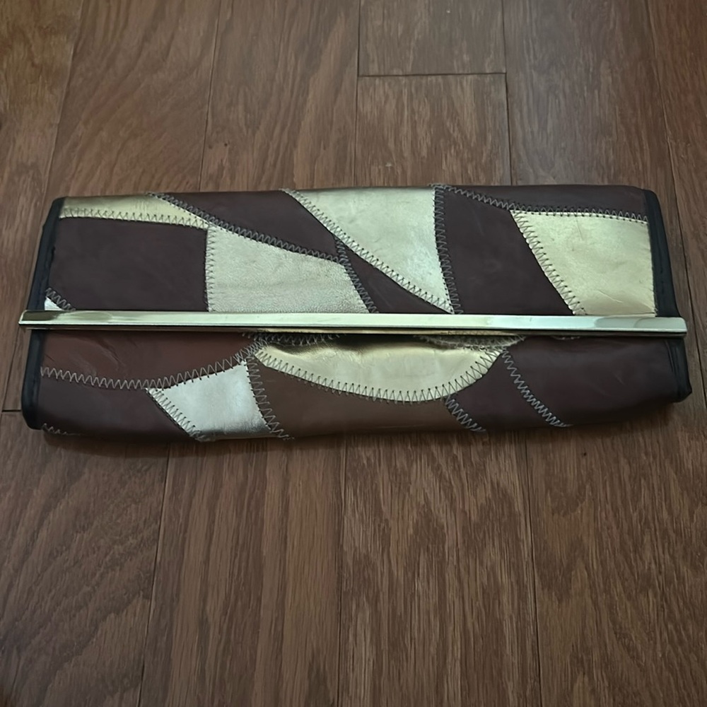 Gold and brown clutch